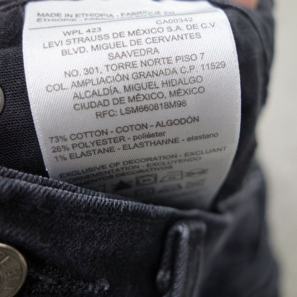 Levis Signature Gold Jeans Womens 29x30 Black Mid Rise Stretch Slim Denim - Picture 7 of 11